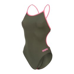 Arena - Women's Swimsuit Lace Back (Dark Sage-Shocking Pink) 