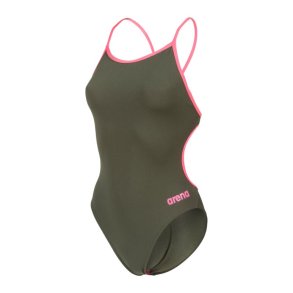 Arena - Women's Swimsuit Lace Back (Dark Sage-Shocking Pink) 