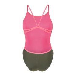 Arena - Women's Swimsuit Lace Back (Dark Sage-Shocking Pink) 
