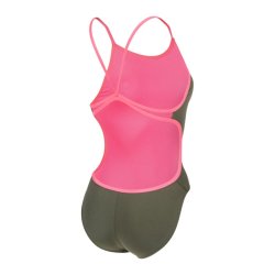 Arena - Women's Swimsuit Lace Back (Dark Sage-Shocking Pink) 
