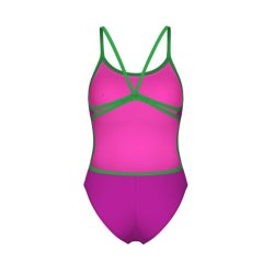 Arena - Women's Swimsuit Lace Back (Very Fuchsia-Team Green) 
