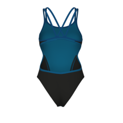Arena - Solid Swimsuit Double Cross Back (Black-Blue Cosmo)