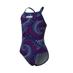 Arena - Girls Freeflow Swimsuit lightdropback (Navy/red,White,blue) 