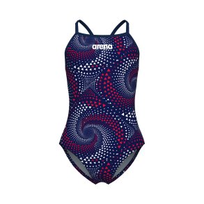 Arena - Girls Freeflow Swimsuit lightdropback (Navy/red,White,blue) 