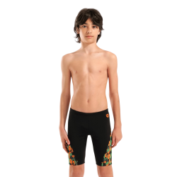 Arena - Boy's Print Swim Jammer (Black Orange Multi)