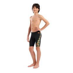 Arena - Boy's Print Swim Jammer (Black Orange Multi)