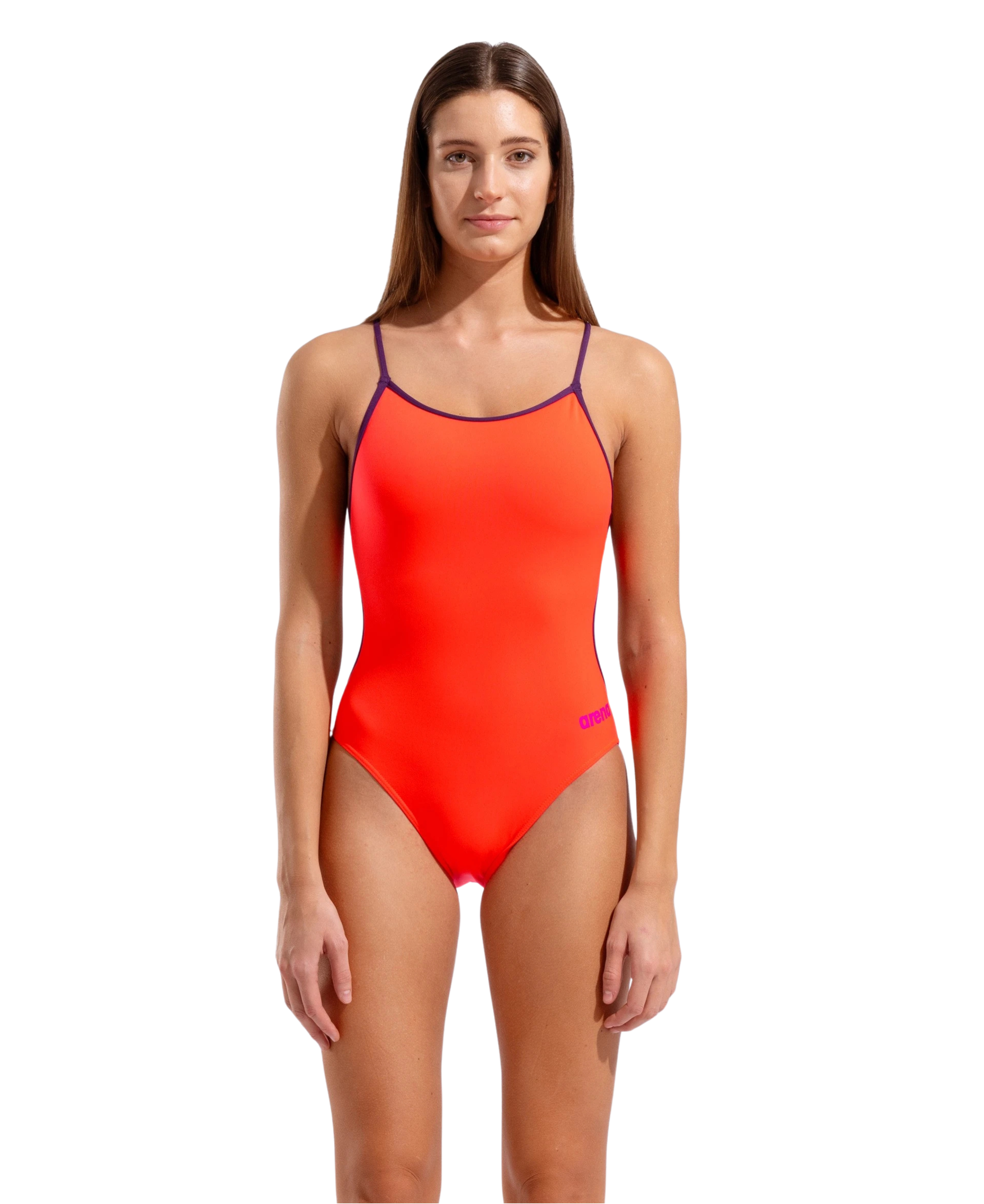  Arena - Women's Swimsuit Lace Back (Bright Coral-Plum)