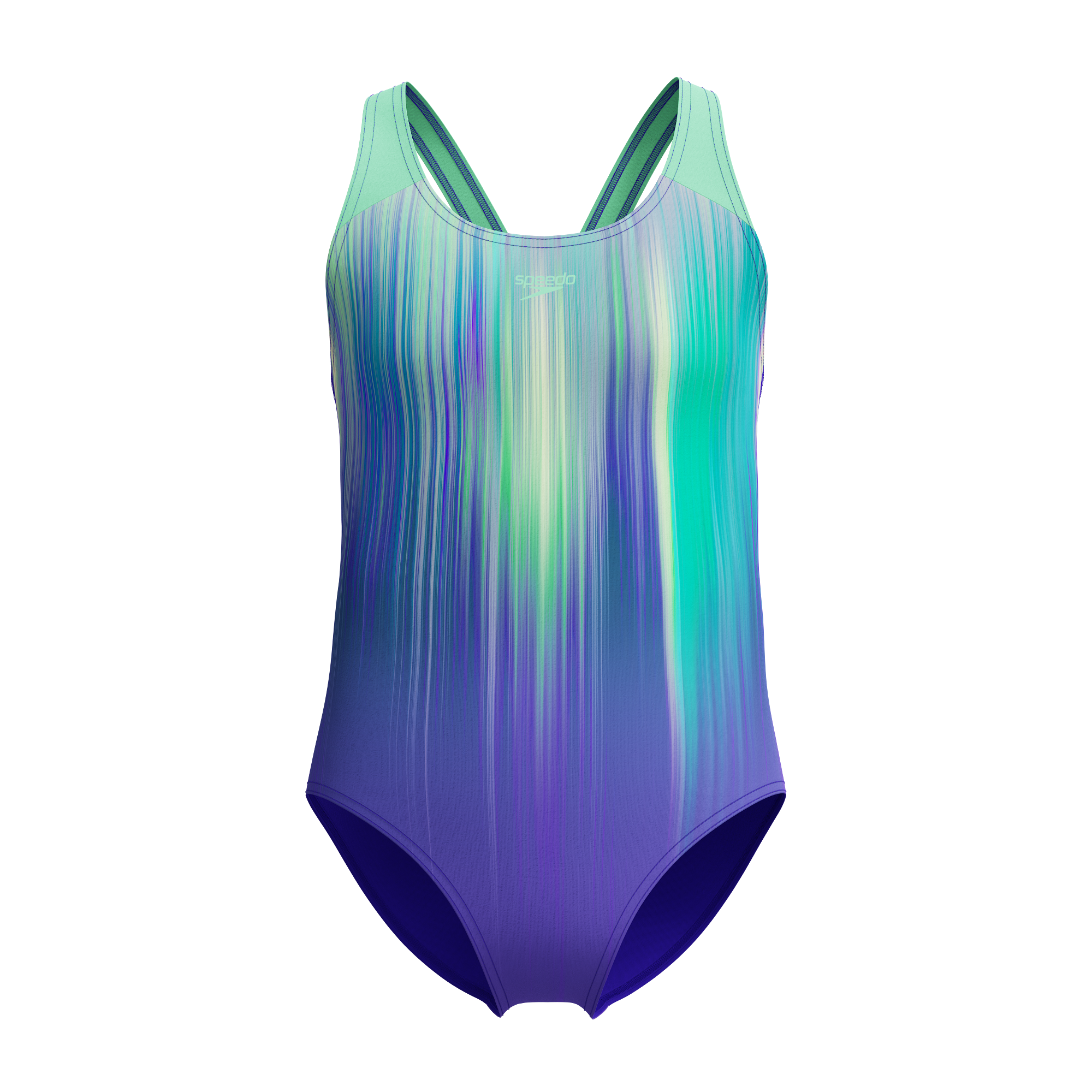 Speedo - Girls Placement Splashback Swimsuit Blue/Purple