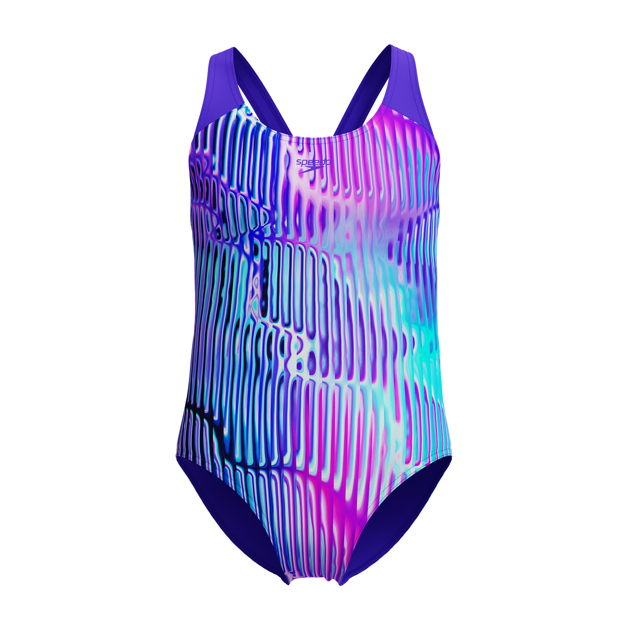 Speedo - Girls Allover Splashback Swimsuit Blue/Purple