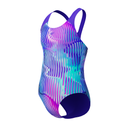 Speedo - Girls Allover Splashback Swimsuit Blue/Purple