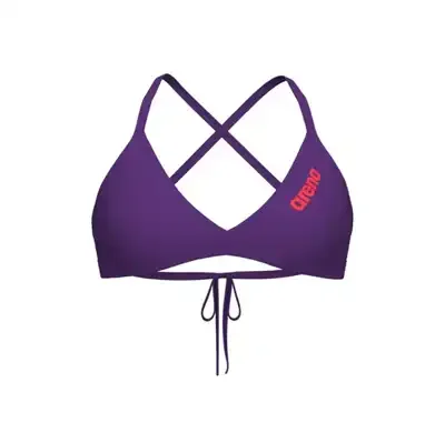 Arena - Women's Team Swim Top Tie Back Solid (Plum-Bright Coral) 