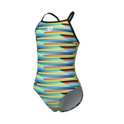 Arena - Girls Racing Stripe Light Drop Back (Multi-Black-Black)