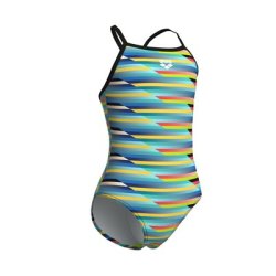 Arena - Girls Racing Stripe Light Drop Back (Multi-Black-Black)