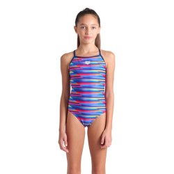 Arena - Girls Racing Stripe Light Drop Back (Multi-Navy-Navy)