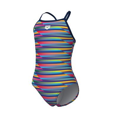 Arena - Girls Racing Stripe Light Drop Back (Multi-Navy-Navy) 