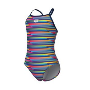 Arena - Girls Racing Stripe Light Drop Back (Multi-Navy-Navy)