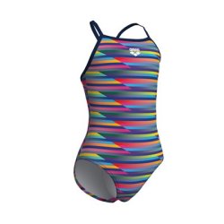 Arena - Girls Racing Stripe Light Drop Back (Multi-Navy-Navy)