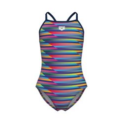 Arena - Girls Racing Stripe Light Drop Back (Multi-Navy-Navy)