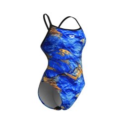 Arena - Woman's Swimsuit Gold Leaves Swimsuit Challenge Back (Blue River - Multi Black)