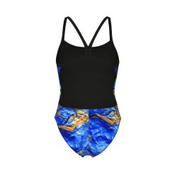 Arena - Woman's Swimsuit Gold Leaves Swimsuit Challenge Back (Blue River - Multi Black)