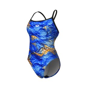 Arena - Woman's Swimsuit Gold Leaves Swimsuit Challenge Back (Blue River - Multi Black)