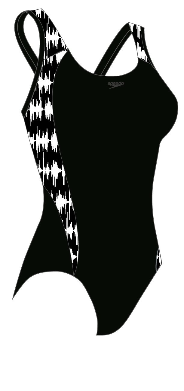 Speedo - Allover Panel Laneback Swimsuit Black