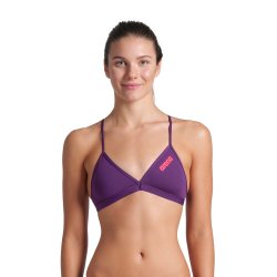 Arena - Women's Team Swim Top Tie Back Solid (Plum-Bright Coral)